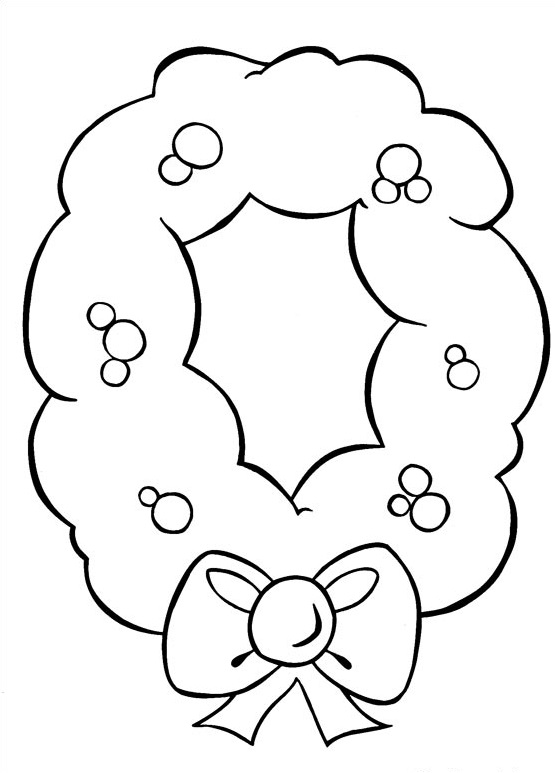 Coloriage Couronne de Noël dorée avec ornements festifs - Noël à imprimer
